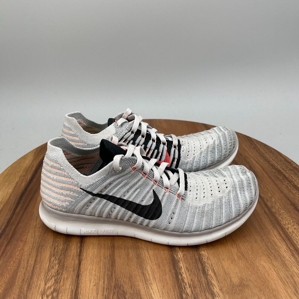Nike Free RN Flyknit Shoes Womens Size 7 Gray Running Comfort Walking Sneakers